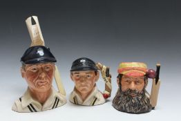 THREE CRICKET THEMED ROYAL DOULTON CHARACTER JUGS CONSISTING OF SPECIAL EDITION - THE HAMPSHIRE CRI
