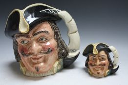TWO GRADUATING ROYAL DOULTON CHARACTER JUGS - CAPTAIN MORGAN, consisting of medium D6469 and large