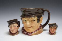 THREE GRADUATING ROYAL DOULTON CHARACTER JUGS - SAM WELLER, consisting of small, medium and large,