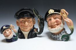 THREE ROYAL DOULTON CHARACTER JUGS, consisting of Lobster Man D6617, Old Salt medium D6554 marked a