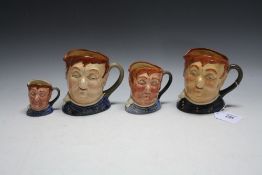 FOUR ROYAL DOULTON CHARACTER JUGS - FAT BOY, consisting of on small, a larger one and two medium ex