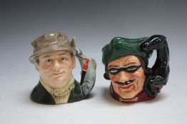 TWO MEDIUM ROYAL DOULTON CHARACTER JUGS - THE ANGLER D6866, together with Dick Turpin D6535, H 10