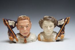 TWO LIMITED EDITION ROYAL DOULTON CHARACTER JUGS - QUEEN ELIZABETH II CORONATION D7168 AND KING GEO