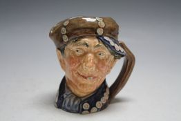 A ROYAL DOULTON CHARACTER JUG - ARRY WITH PEARLY BLUE WITH BUTTONS, medium, H 8.75 cm