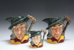 THREE ROYAL DOULTON CHARACTER JUGS - PIED PIPER, consisting of one medium and two large D6403 - on