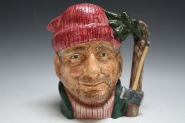 LARGE ROYAL DOULTON CHARACTER JUG - THE LUMBERJACK CANADIAN CENTENNIAL VERSION D6610, H 18 cm
