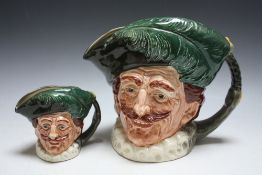 TWO ROYAL DOULTON CHARACTER JUGS - THE CAVALIER, consisting of small and large, H 16.5 cmCo