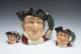 THREE GRADUATING ROYAL DOULTON CHARACTER JUGS - MINE HOST, consisting of small D6513, medium and la