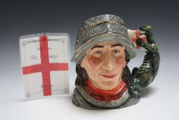 LIMITED EDITION ROYAL DOULTON CHARACTER JUG - ST GEORGE D7129, number 123 with certificate, H 19 cm