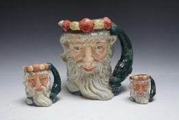 THREE GRADUATING ROYAL DOULTON CHARACTER JUGS - NEPTUNE, consisting of small D6555, medium D6552 an