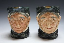 TWO LARGE ROYAL DOULTON CHARACTER JUGS - TOOTHLESS GRANNY, H 17 cmCondition Report:no ob