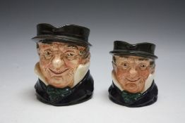 TWO ROYAL DOULTON CHARACTER JUGS - CAPN CUTTLE, both medium, but one slightly larger than the othe