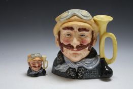 TWO ROYAL DOULTON CHARACTER JUG - VETERAN MOTORIST, consisting of small and large D6633, H 21 cm<br