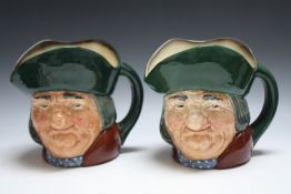 TWO ROYAL DOULTON CHARACTER JUGS - TOBY PHILPOTS, H 16 cmCondition Report:no obvious dam