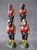 FOUR BOXED ROBERT HARROP RNLI LIFEBOATMAN DOG FIGURES, to include a limited edition 100 Chocolate L
