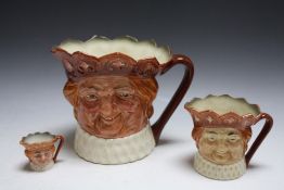 THREE GRADUATING ROYAL DOULTON CHARACTER JUGS - OLD KING COLE, consisting of small D6871, medium an
