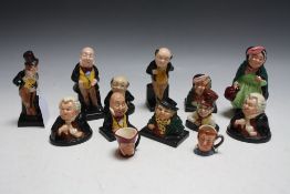 A SELECTION OF SMALLER DOULTON CHARLES DICKENS FIGURES ETC, tallest 11.5 cm