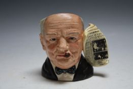 ROYAL DOULTON CHARACTER JUG - WINSTON CHURCHILL, with Today is V day handle, H 10 cm