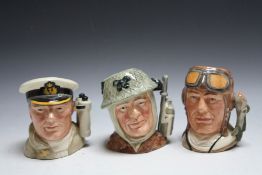THREE ROYAL DOULTON CHARACTER JUGS - THE SAILOR D6875, the Airman D6870 and the Soldier D6876, H 1