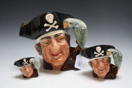 THREE GRADUATING ROYAL DOULTON CHARACTER JUGS - LONG JOHN SILVER, consisting of small D6512, medium