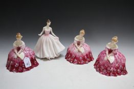 FOUR ROYAL DOULTON FIGURES CONSISTING OF SPECIAL MOMENTS HN4430, and three Victoria HN2471, H 17 cm