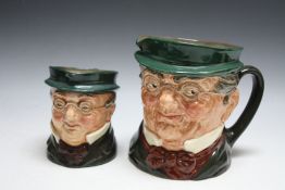 TWO ROYAL DOULTON CHARACTER JUGS - MR PICKWICK, consisting of a larger medium stamped Reg in Austra