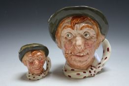 TWO ROYAL DOULTON CHARACTER JUGS - JARGE, consisting of medium and large, H 17 cm Condition