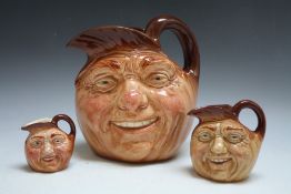 THREE GRADUATING CHARACTER JUGS - JOHN BARLEYCORN OLD LAD, consisting of small, medium and large D