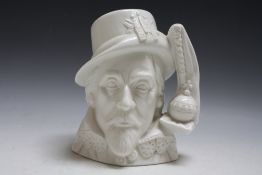 A 'NOT PRODUCED FOR SALE' UNPAINTED ROYAL DOULTON CHARACTER JUG - KING CHARLES I, stamped 'propert