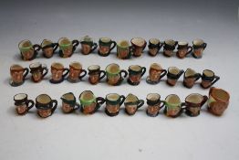 A COLLECTION OF THIRTY TWO OF ROYAL DOULTON MINIATURE CHARACTER JUGS, to include the Jester, H 4 c