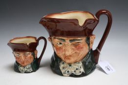 TWO ROYAL DOULTON CHARACTER JUGS - OLD CHARLEY, consisting of medium and large, H 16 cmCond