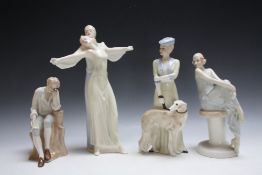 FOUR ROYAL DOULTON REFLECTIONS FIGURES CONSISTING OF FLIRTATION, Tango, Reflection A/F and Park Pa