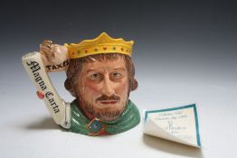LIMITED EDITION ROYAL DOULTON CHARACTER JUG -KING JOHN D7125, number 1015 with certificate, H 18.5