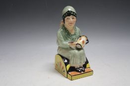 A KEVIN DAVIS NOT FOR RESALE 'LITTLE CLARICE' CLARICE CLIFF TOBY JUG - GREEN COLOURWAY, stamped 'P