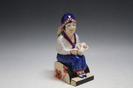 A KEVIN DAVIS LIMITED EDITION 'LITTLE CLARICE' CLARICE CLIFF TOBY JUG - NAVY BLUE AND RED COLOURWAY