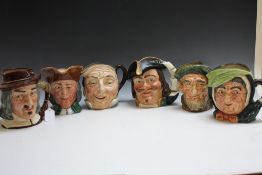 SIX ASSORTED LARGE ROYAL DOULTON CHARACTER JUGS, consisting of Farmer John, Capt Henry Morgan, Owd