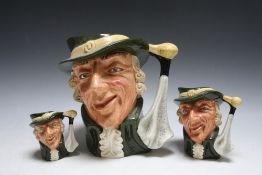 THREE GRADUATING ROYAL DOULTON CHARACTER JUGS - REGENCY BEAU, consisting of small D6565, medium D65