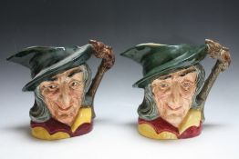 TWO ROYAL DOULTON CHARACTER JUGS - RIP VAN WINKLE, both large D6403, H 18 cm