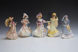 FIVE ROYAL DOULTON FIGURES CONSISTING OF KATHERINE, Lily, Primrose, Janice and Springtime, H 21.5 c