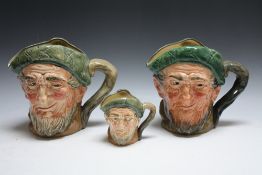 THREE ROYAL DOULTON CHARACTER JUGS - OWD MAC, consisting of one medium and two large, H 16.5 cm