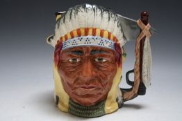 LIMITED EDITION DOUBLE SIDED ROYAL DOULTON CHARACTER JUG - BATTLE OF LITTLE BIG HORN GEORGE ARMSTRO