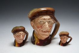THREE GRADUATING ROYAL DOULTON CHARACTER JUGS - ARRY, consisting of small, medium and large, H 17 c
