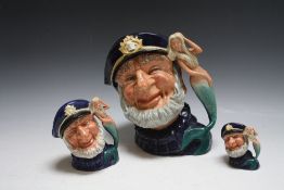 THREE GRADUATING ROYAL DOULTON CHARACTER JUGS - OLD SALT, consisting of small D 6557, medium D6554
