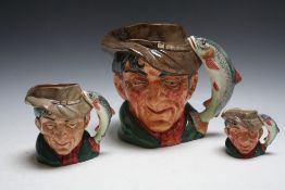 THREE ROYAL DOULTON CHARACTER JUGS - THE POACHER, consisting of small D6515, medium and large D6429