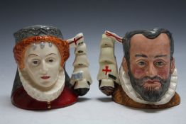 A PAIR OF LIMITED EDITION ROYAL DOULTON CHARACTER JUGS - ARMADA QUEEN ELIZABETH I OF ENGLAND D6821