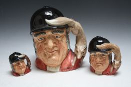 THREE GRADUATING ROYAL DOULTON CHARACTER JUGS - GONE AWAY, consisting of small D6545, medium D6538