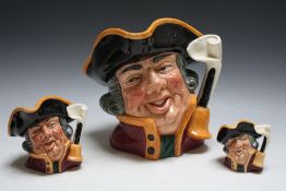 THREE GRADUATING ROYAL DOULTON CHARACTER JUGS - TOWN CRIER, consisting of small D6544, medium D6537