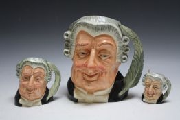 THREE GRADUATING ROYAL DOULTON CHARACTER JUGS - THE LAWYER, consisting of small D6524, medium D6504