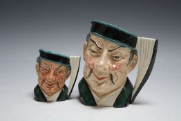 ROYAL DOULTON CHARACTER JUGS - THE MIKADO MEDIUM AND SMALL D6507 AND D6525, tallest 10.5 cmC
