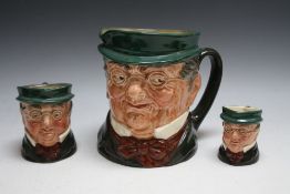THREE GRADUATING ROYAL DOULTON CHARACTER JUGS - MR PICKWICK, consisting of small, medium and large